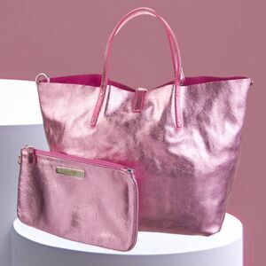 TIFFANY & CO REVERSIBLE MINI TOTE METALLIC AND SUEDE